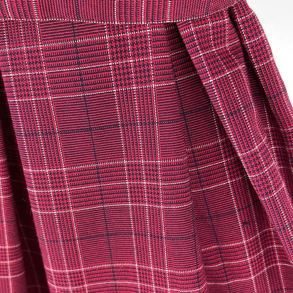 GO International Garnet Navy Cream Plaid Cowl Neck Exposed Zipper Belted Dress - Picture 5 of 9